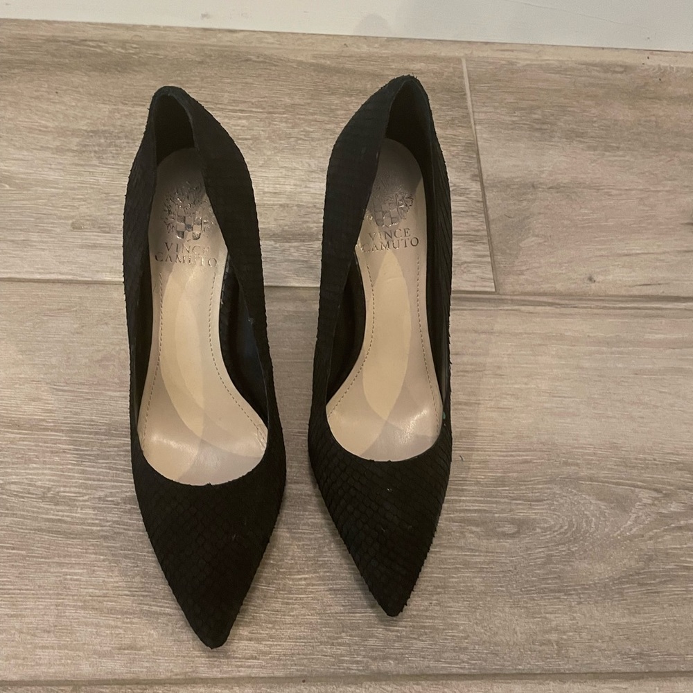 Vince Camuto Snakeskin Suede Pumps